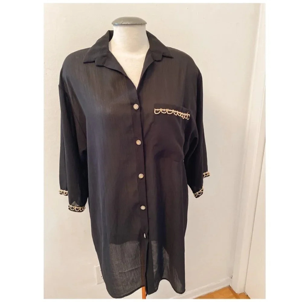 Vintage - Sheer Black Button up